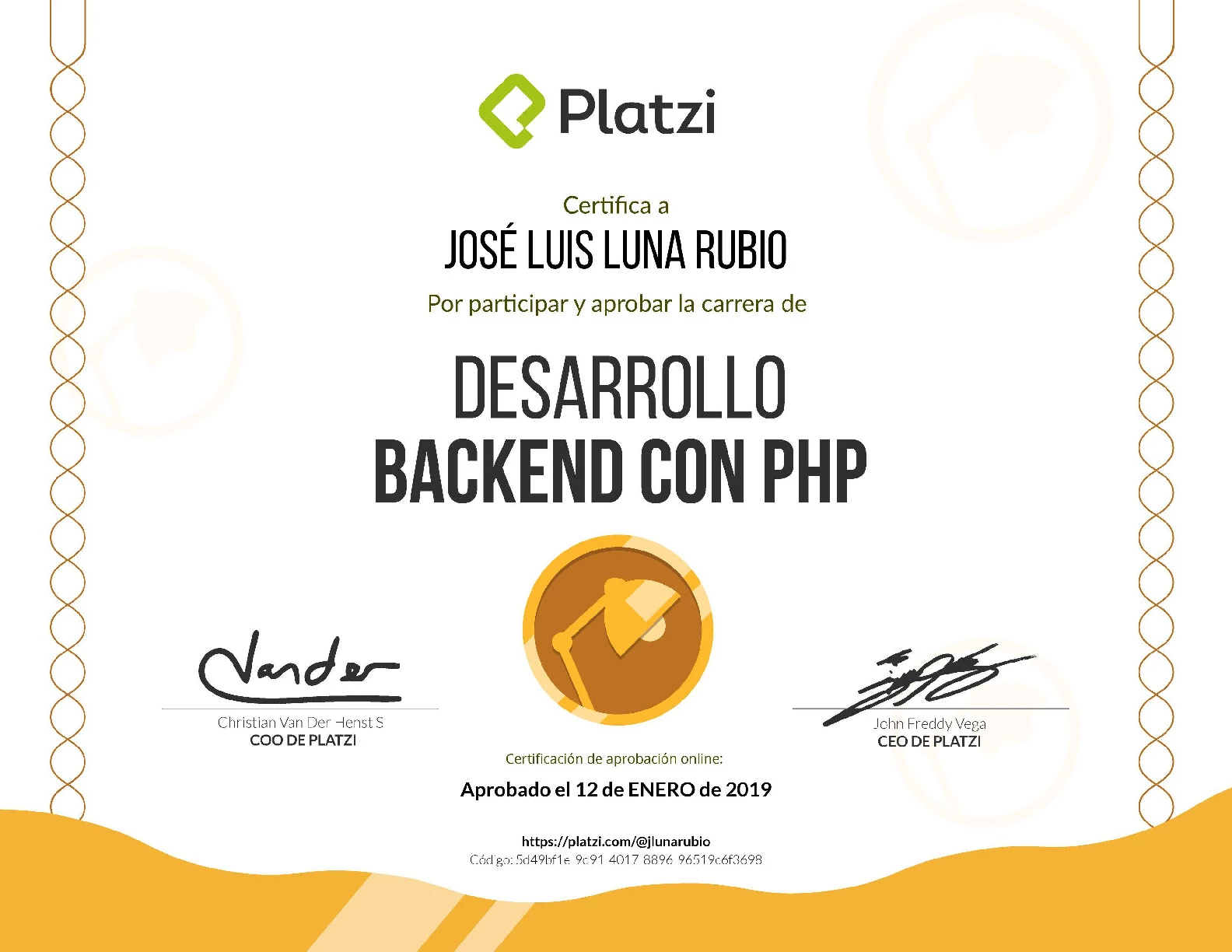 Carrera Platzi Jose Luis Luna Rubio - Desarrollo Backend con PHP