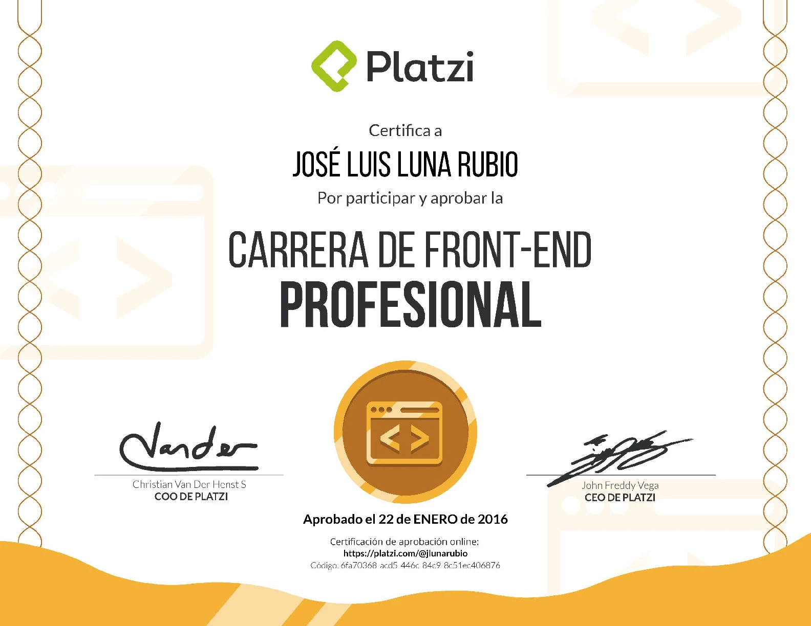 Carrera Platzi Jose Luis Luna Rubio - Frontend Profesional