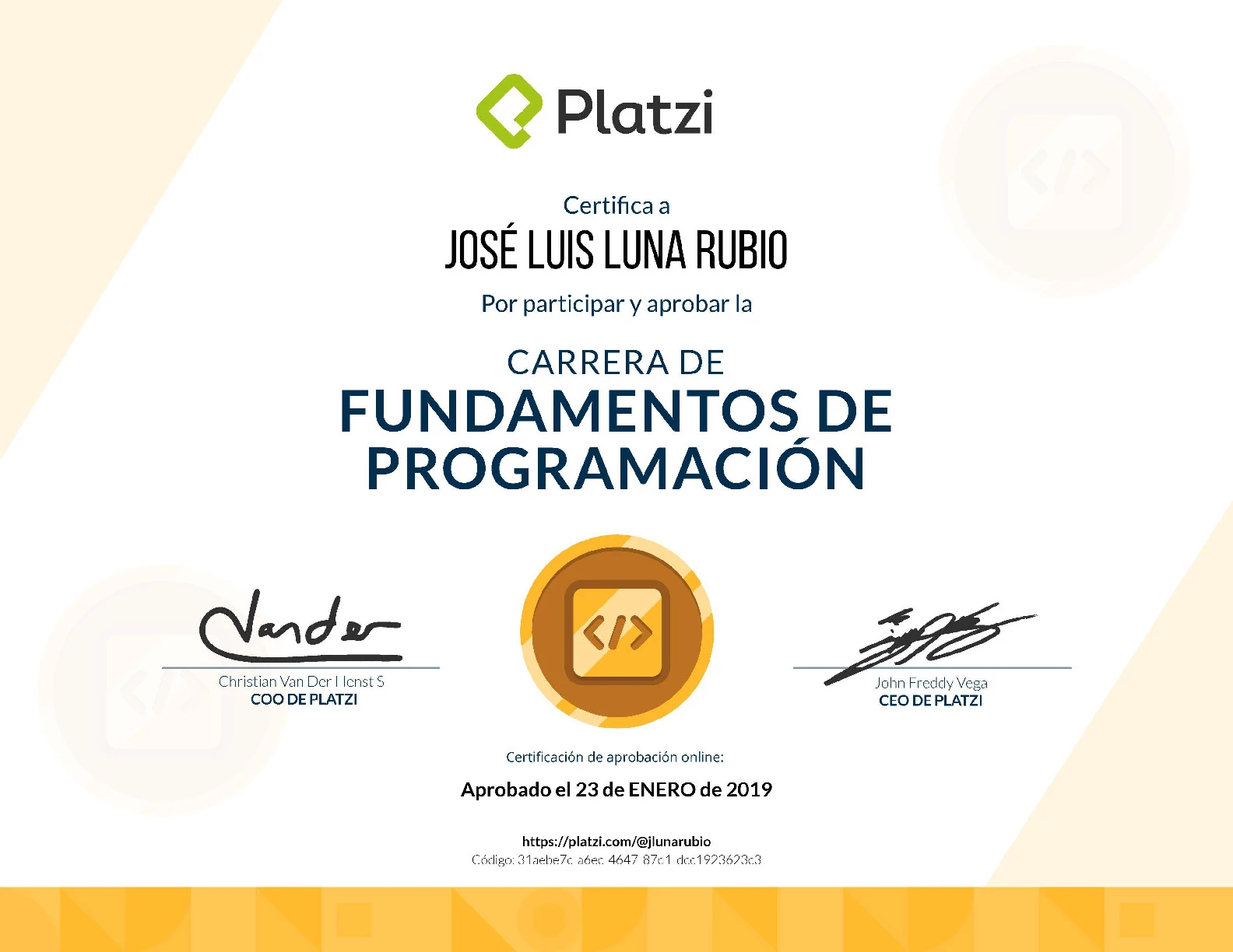 Carrera Platzi Jose Luis Luna Rubio - Fundamentos de Programacion