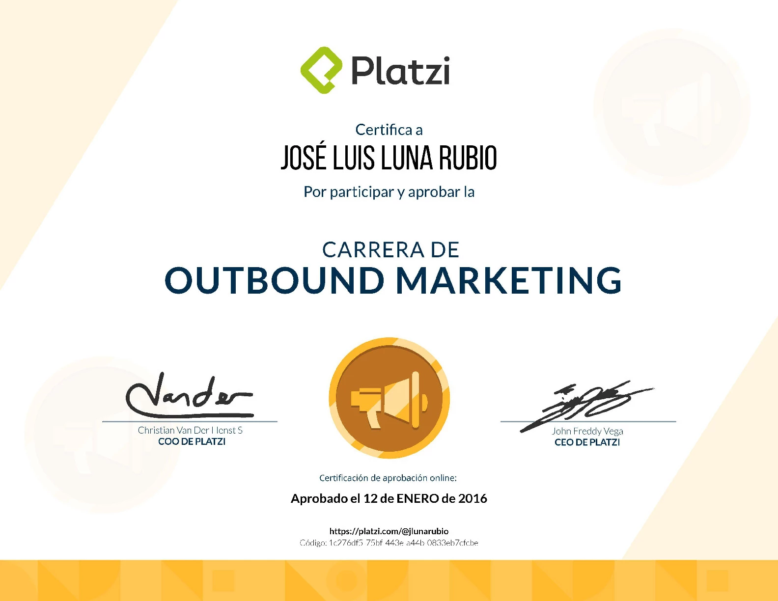 Carrera Platzi Jose Luis Luna Rubio - Outbound Marketing