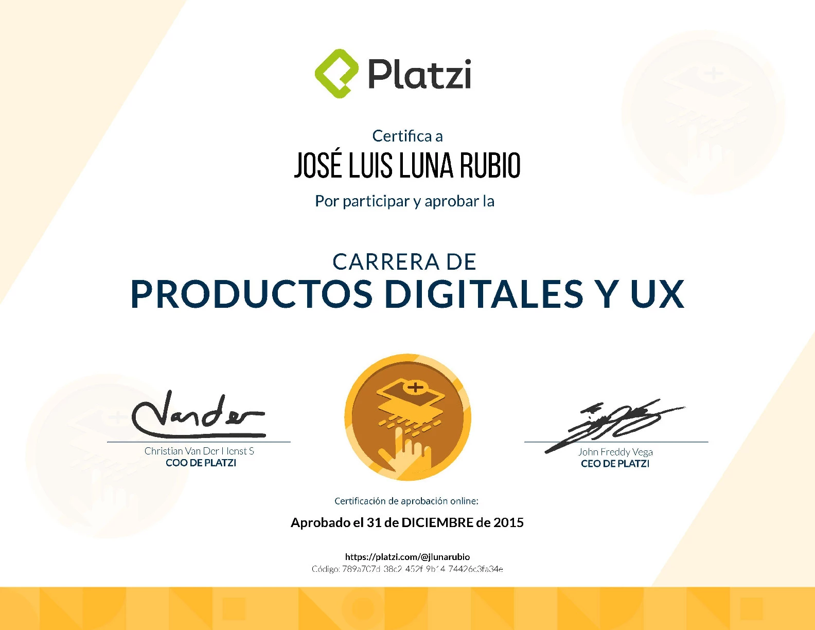 Carrera Platzi Jose Luis Luna Rubio - Productos Digitales  y UX